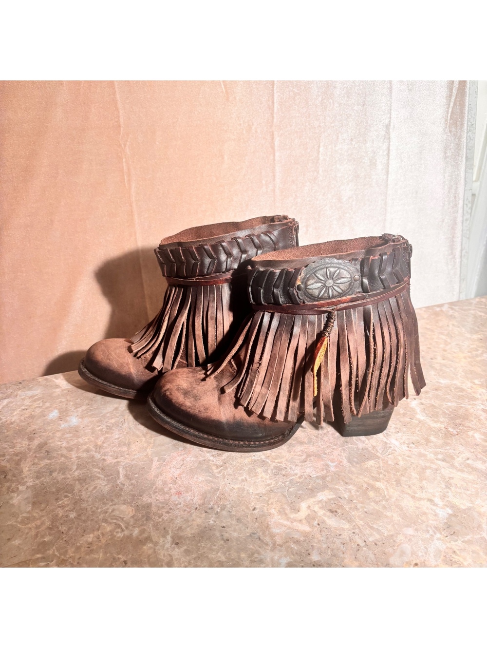 NWT “RARE” Freebird by Steven CHIEF Fringe Leather Luxe Ankle Boots Cocoa Size 9 - Picture 5 of 16